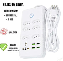 Carregar imagem no visualizador da galeria, Extensão - 6 tomadas + 1 universal + 4 usb