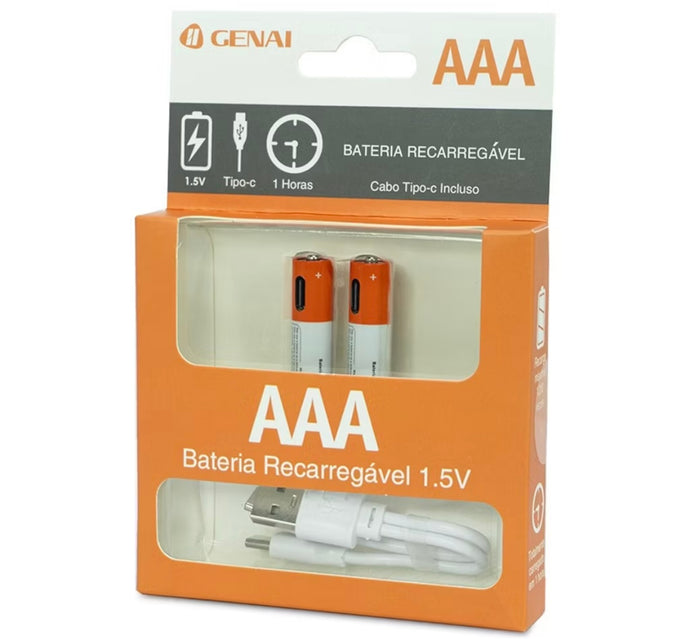 Pilha com carregamento USB